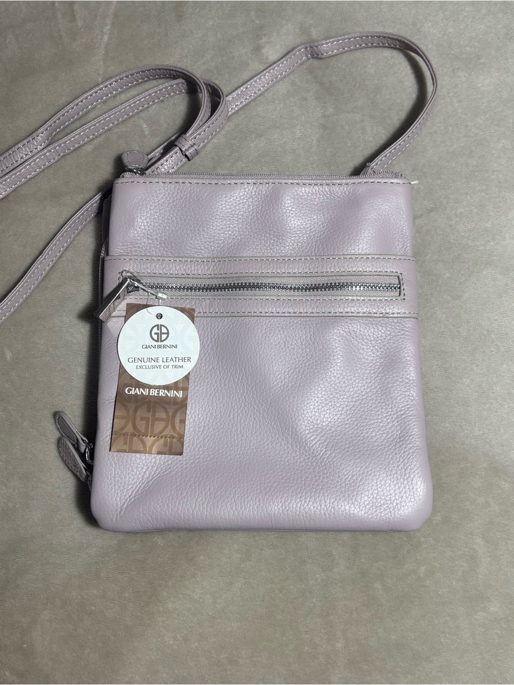 Giani Bernini Lavender Triple-Zip Pebble Leather Dasher Crossbody